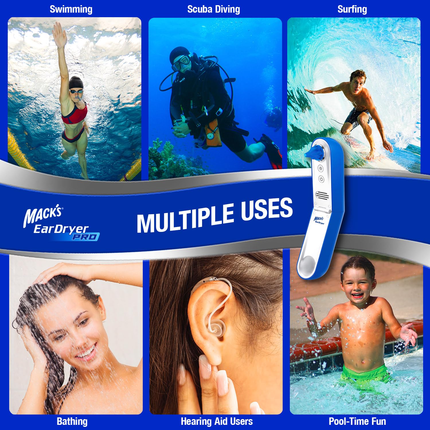 Macks Ear Dryer PRO Rechargeable Warm Air Ear Water Drying Aid with Red Light Therapy and 3 Power Levels for Swimmers Ears Showering Water Sports Surfing Scuba and Hearing Aids product thumbnail 8