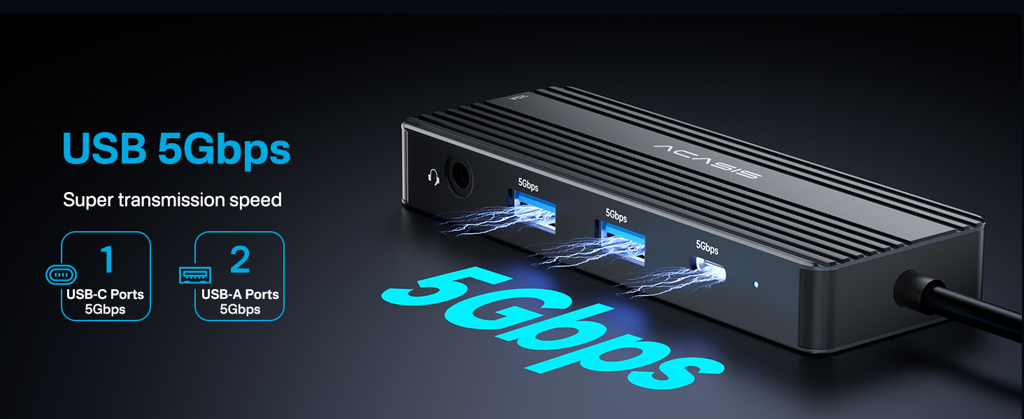 ACASIS USB-C Docking Station Voor Dual Monitor – 8-in-1 Hub Met 2x HDMI 4K@60Hz, VGA 1080p, 2x USB-A, USB-C, PD 100W, Audio – Voor Dell/HP/Lenovo
