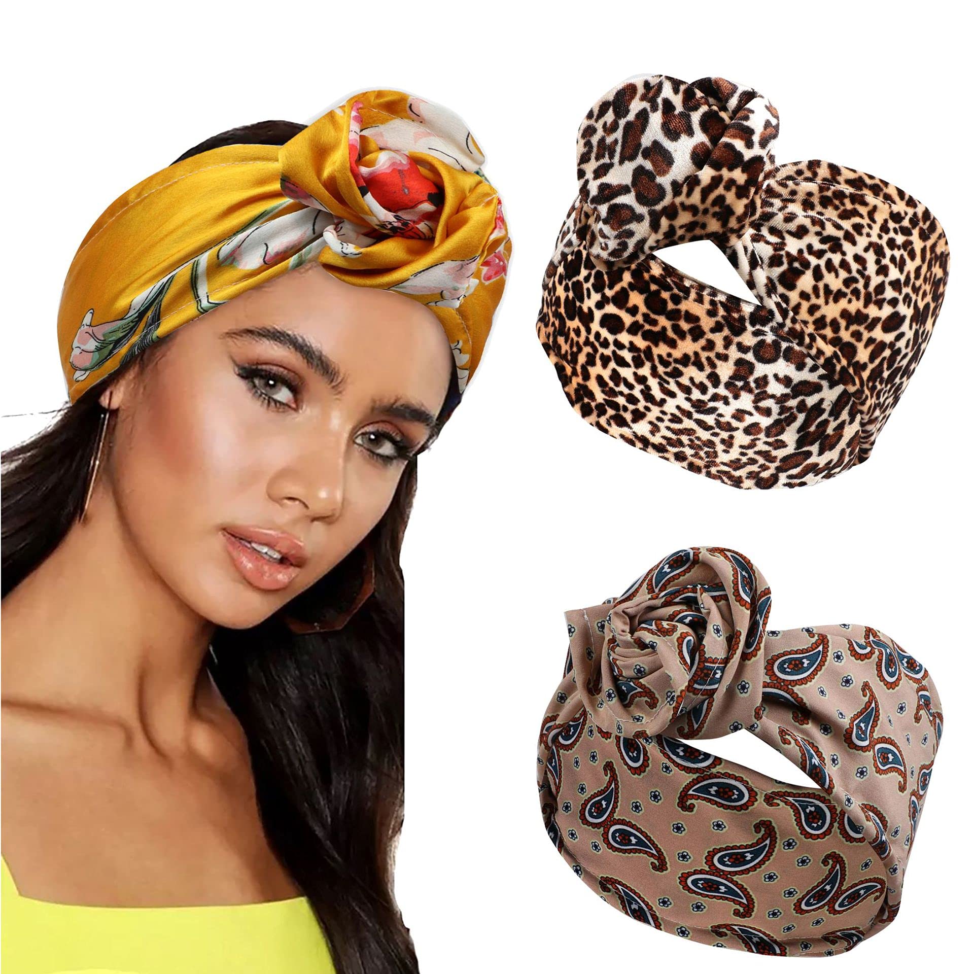 Amazon.com : KXY 4 Pieces Twist Flower Turban Wire Headband for