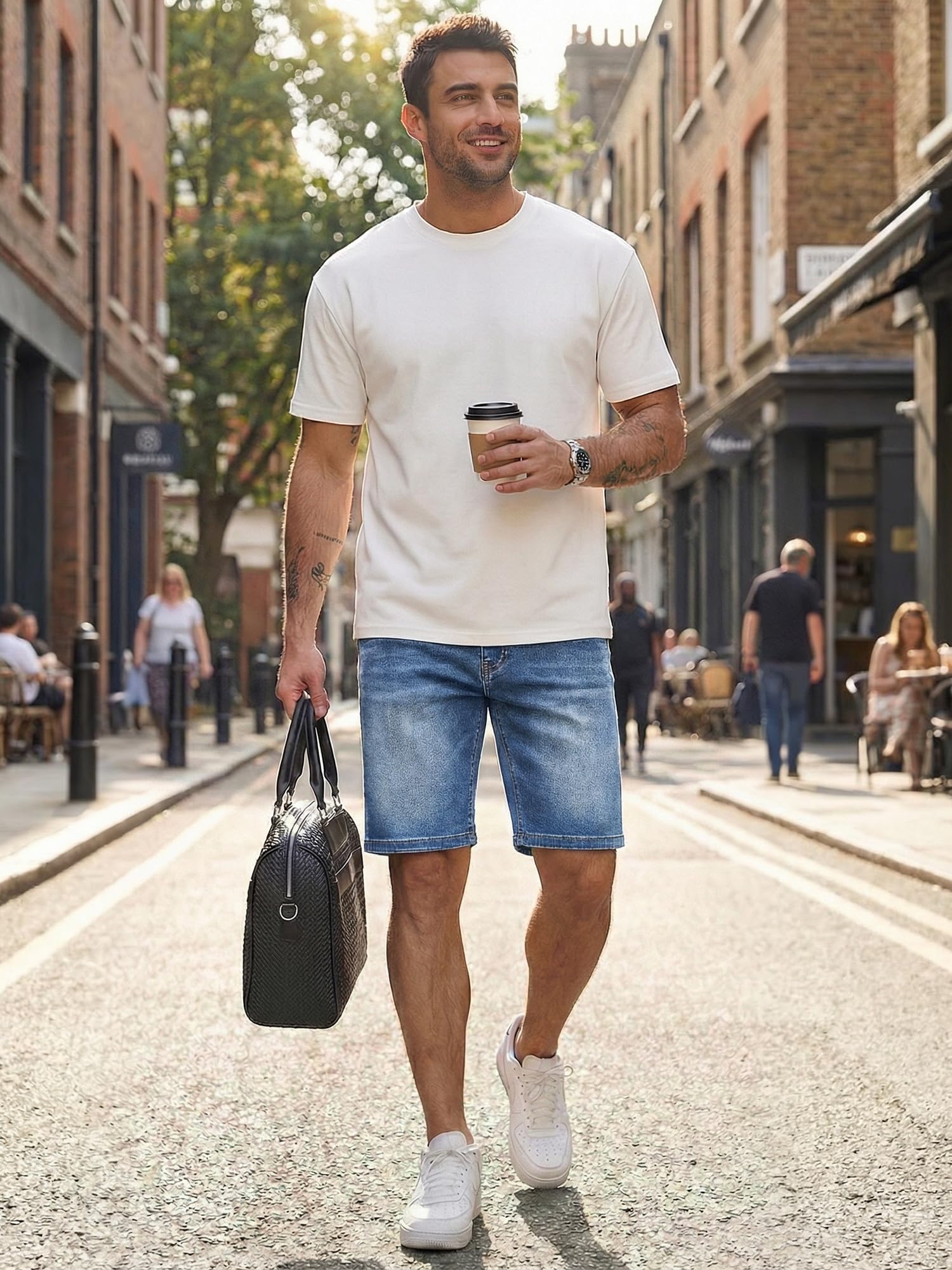 JMIERR Herren Jeans Shorts Baumwolle Stretch 2026 Sommer Kurze Hosen Herren Bequeme Slim Fit Jeansshorts für Männer