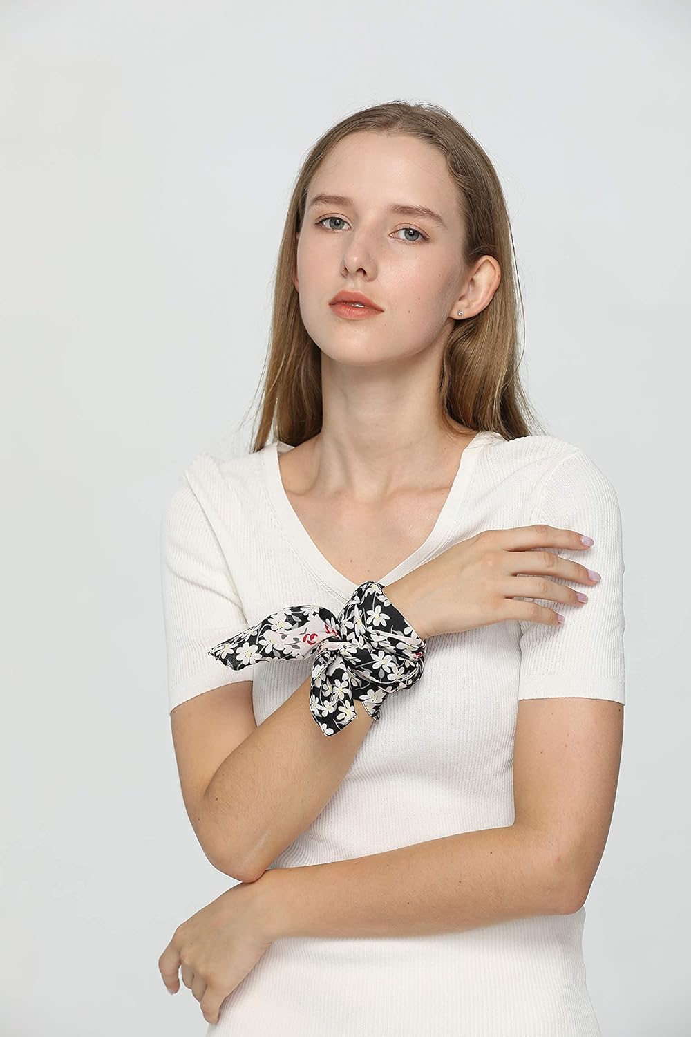 Women's Boho Satin Head Scarf, Silk Feeling Square Mulberry Tropical Hair Neck Scarves Wraps Fashion Bandana