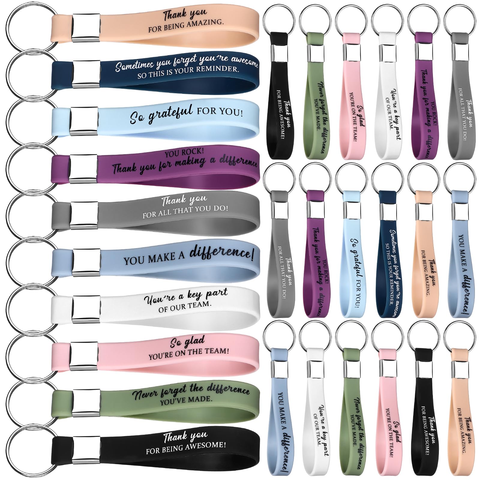 Augenstern Women's Colorful 30 Pcs Thank You Keychain Gifts For Colleagues Inspirational Keyring Thank You Quote Keychains Motivational Employee Appreciation Gift Bulk For Men Staff Teacher Coworker Volunteer Nurse