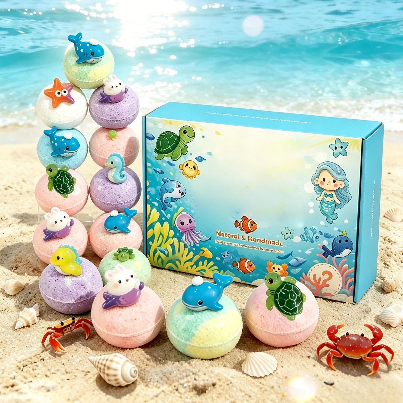 Badekugeln für | 12 Stück, bunt, weich, schäumend, Badekugeln, Weihnachtsgeschenke für die Kleinen, für die ganze , und , Mädchen