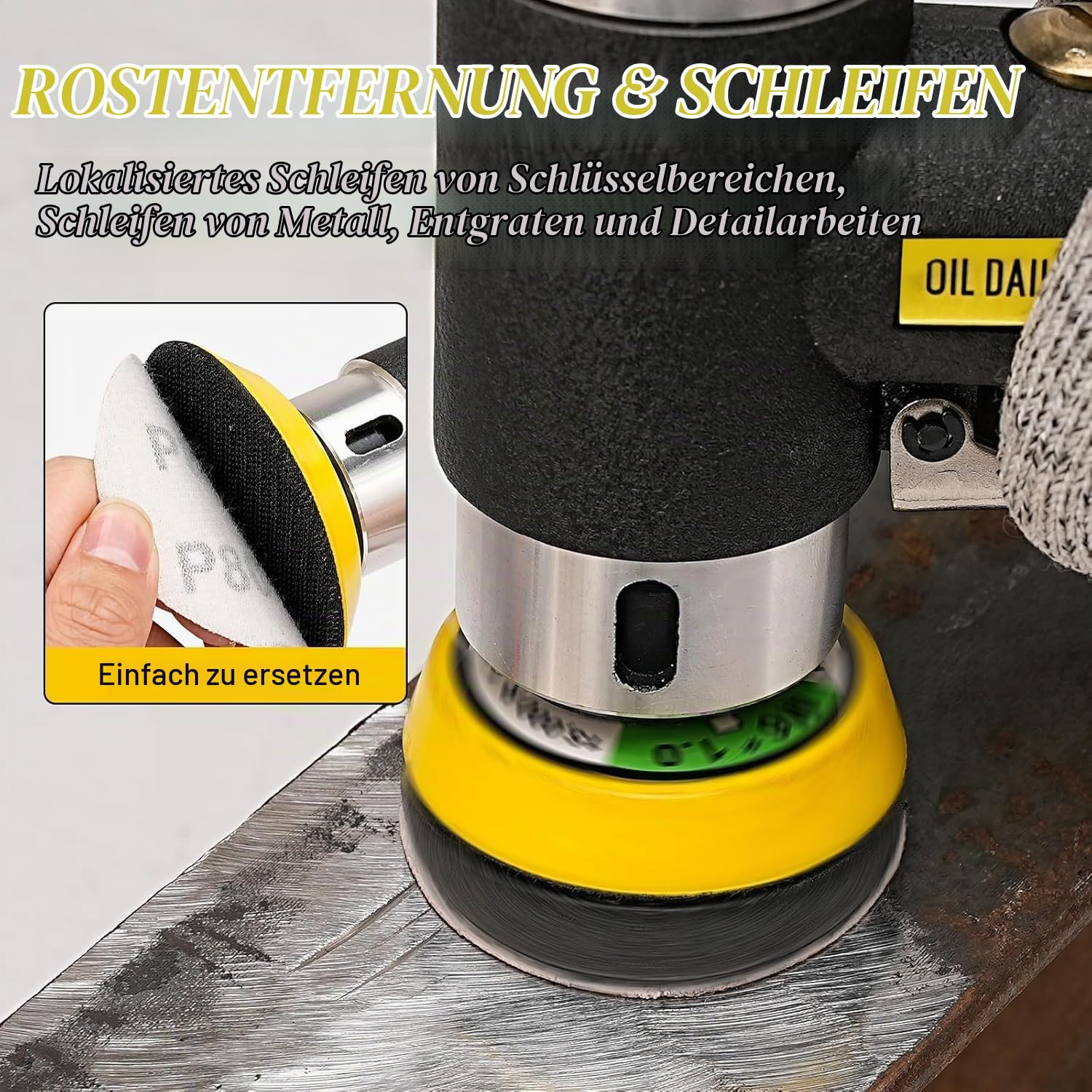 Mini Poliermaschine & Druckluft Exzenterschleifer Auto Polierer Set | 25mm 50mm 75mm Exzenter Schleifer Winkelschleifer mit 21tlg Polierschwamm,30tlg Schleifpapier Polierteller Kit Auto,Metall