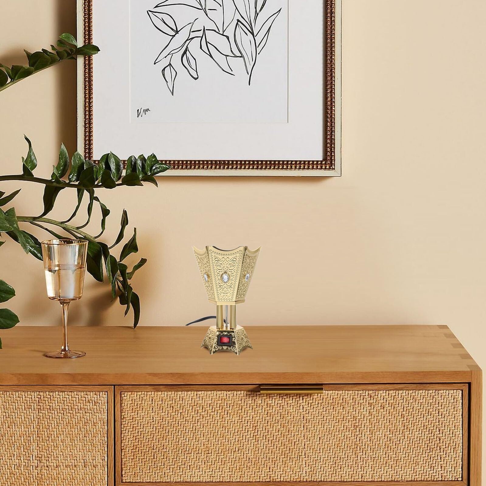 Quemador de Incienso eléctrico – Incensario de Metal – Soporte eléctrico para Bakhoor – para hogar, Oficina, Dormitorio y salón – Aromaterapia y Uso Decorativo