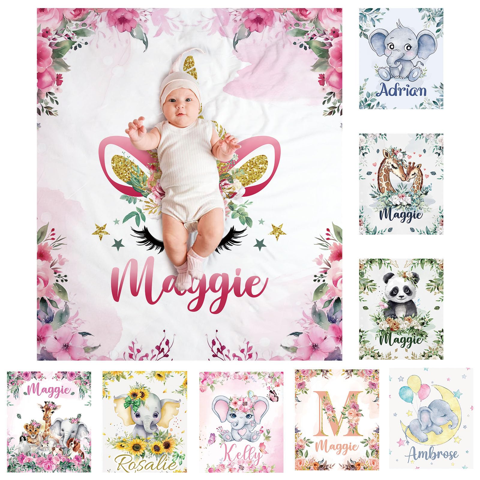 SearchI Personalized Blanket for Baby Boys Girls,Custom Fluffy Warm Kids Throw Blanket with Name Gift for Birthday Christmas(Pink-,70x100cm)