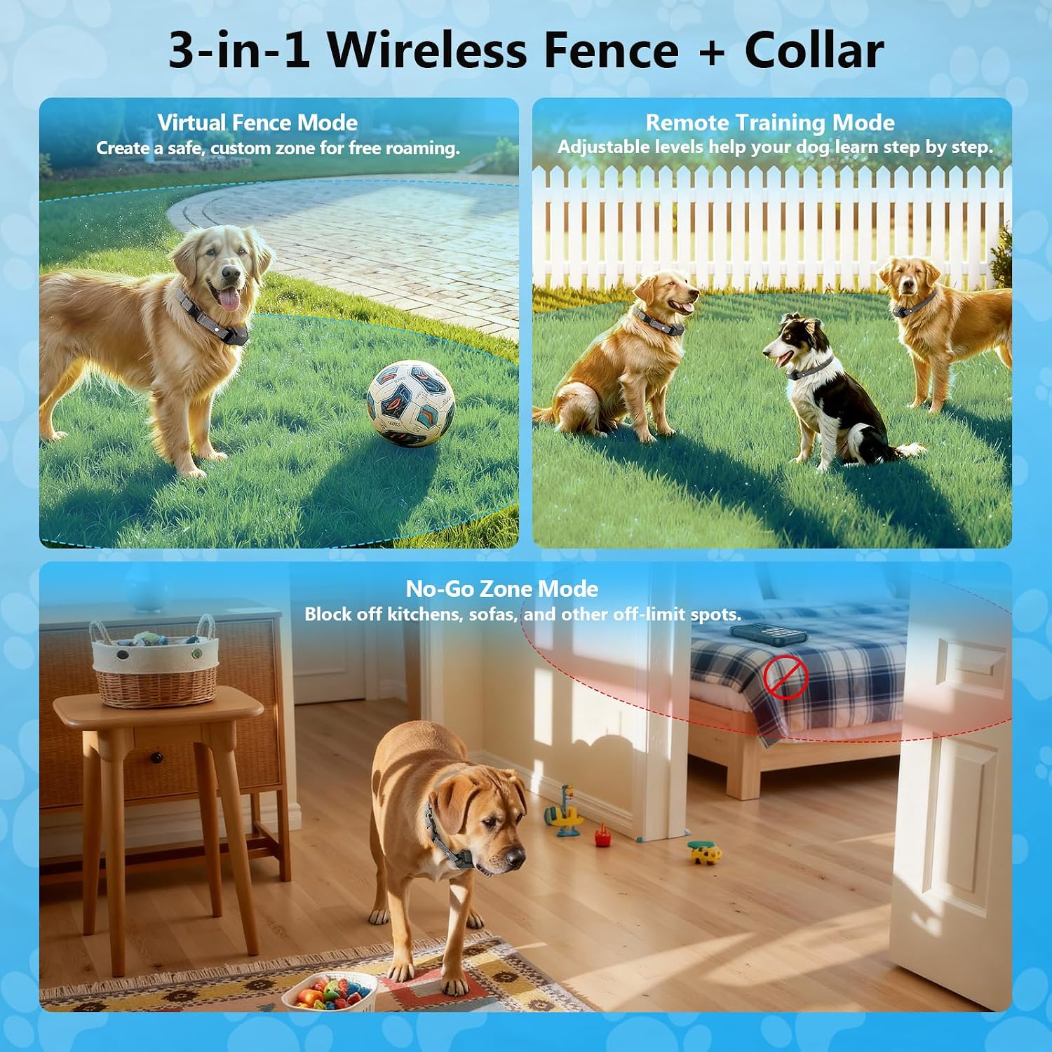 Wireless Invisible Dog Fence System for 2 Dogs, 4 inch Precision | Real-Time Distance Dual Alerts, Adjustable Circular Boundary, 3 Training Modes, Easy Setup No-Dig, IP67 Waterproof 1 Acre