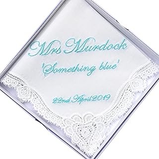 Something Blue,Monogrammed Bride Handkerchief Wedding Gifts, Future Bride, Best friend gift, mom gift,Embroidered Mom Handkerchief