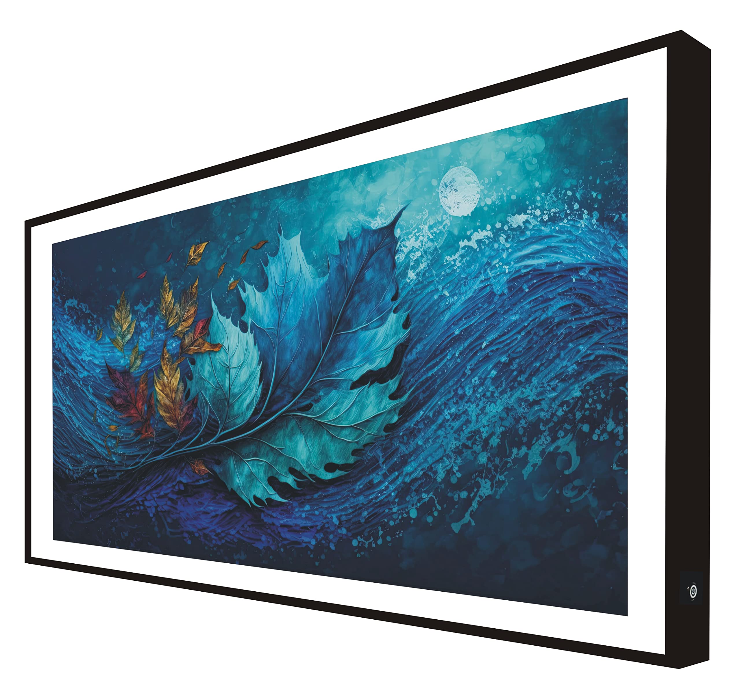 Tableau feuille bleue turquoise rétro-éclairé pour illuminer votre décoration murale