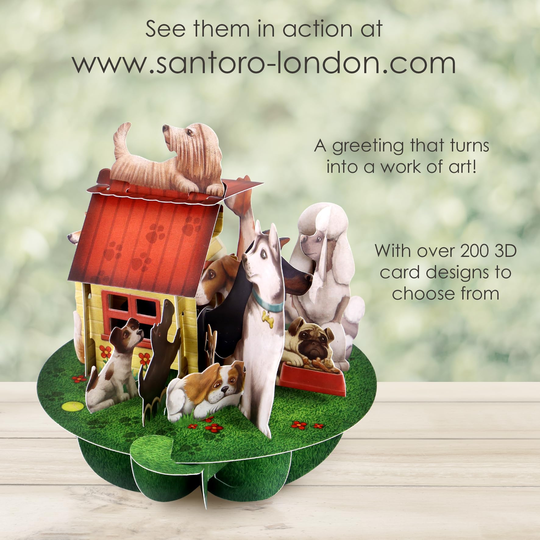 Carte Pop-up 3D Santoro - Chiots Dans Un Panier - Carte Anniversaire - Animation 3D