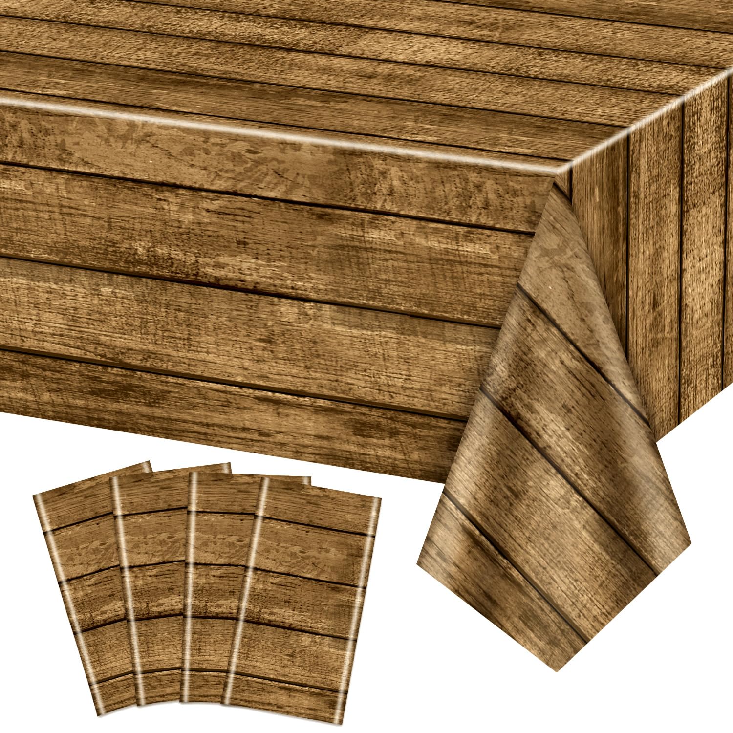 QUERICKY Paquete de 4 Manteles para Fiestas del Oeste, 220x137cm Salvaje Oeste Casa de Madera Puerta de Granero Manteles para Fiesta Temática del Oeste Decoraciones de Fiesta de Cumpleaños