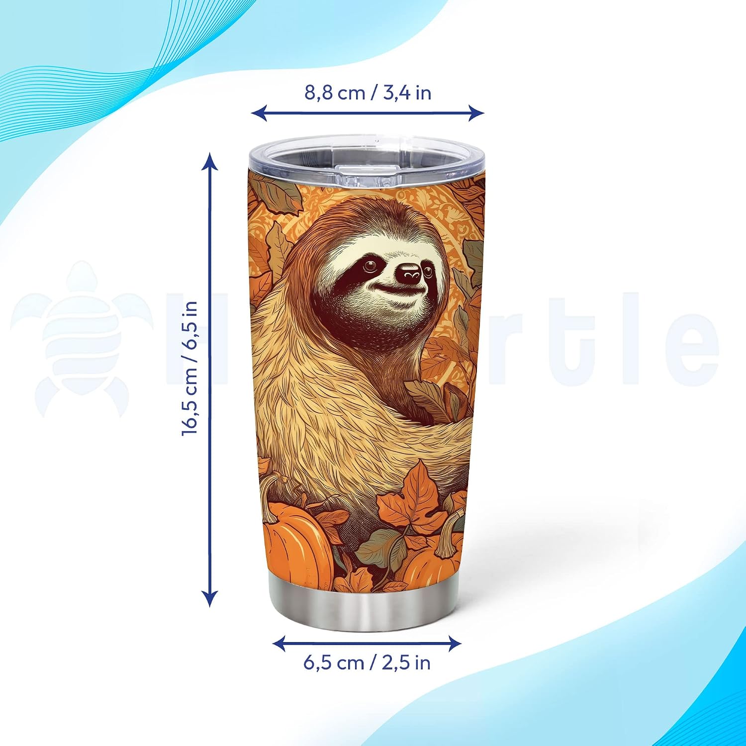 Hyturtle Personalized Gifts For Sloth Lover - Sloths With Floral Custom Name Stainless Steel Tumbler 20oz With Lid - Idea Animal Lover Gifts For Women Girl On Birthday, Christmas