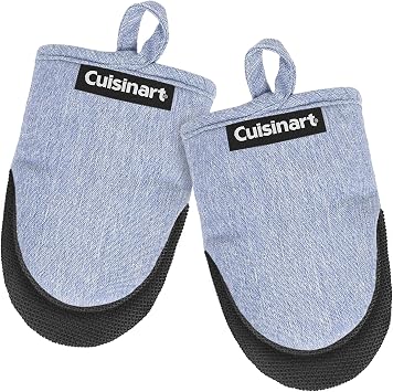 Cuisinart Mini Oven Mitts, 2-Pack, Neoprene Grip, Heat Resistant 350F | Cotton-lined, non-slip neoprene palm, ambidextrous design, ideal for smaller hands and everyday cooking