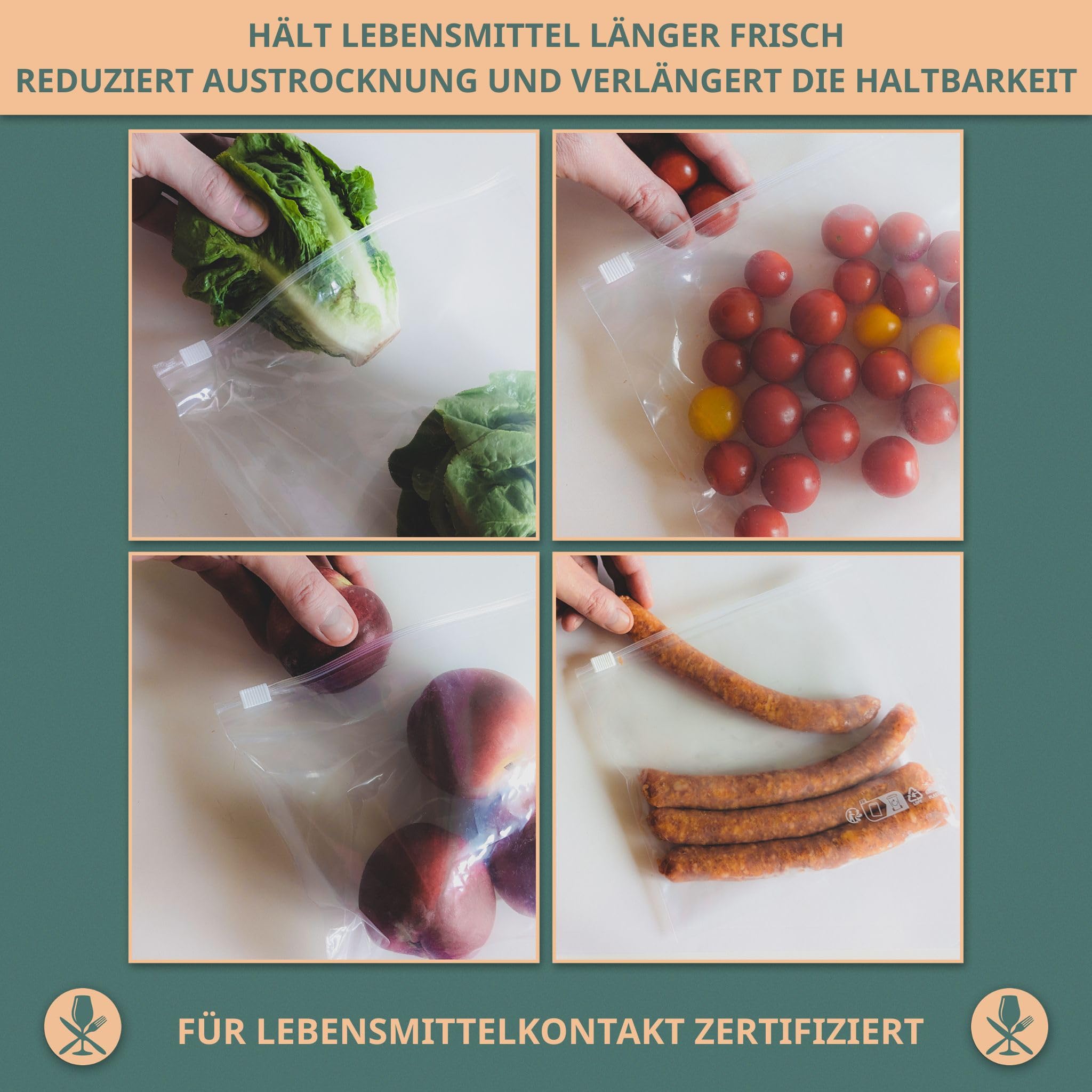 PACKY - Gefrierbeutel 40x30 cm 250 Stück - Reißverschluss Beutel Zip - Frischhaltung | Dicht Verschluss