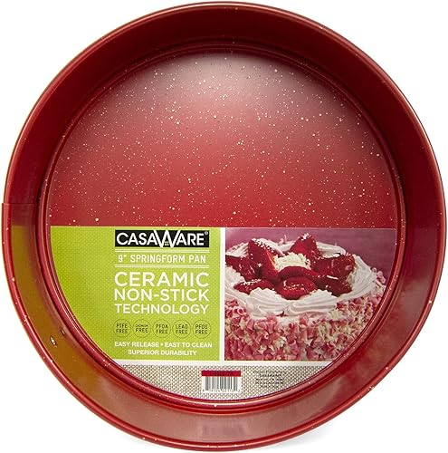 Miniatura 2 de casaWare Molde desmontable de 9 pulgadas con revestimiento de cerámica antiadherente (granito rojo)