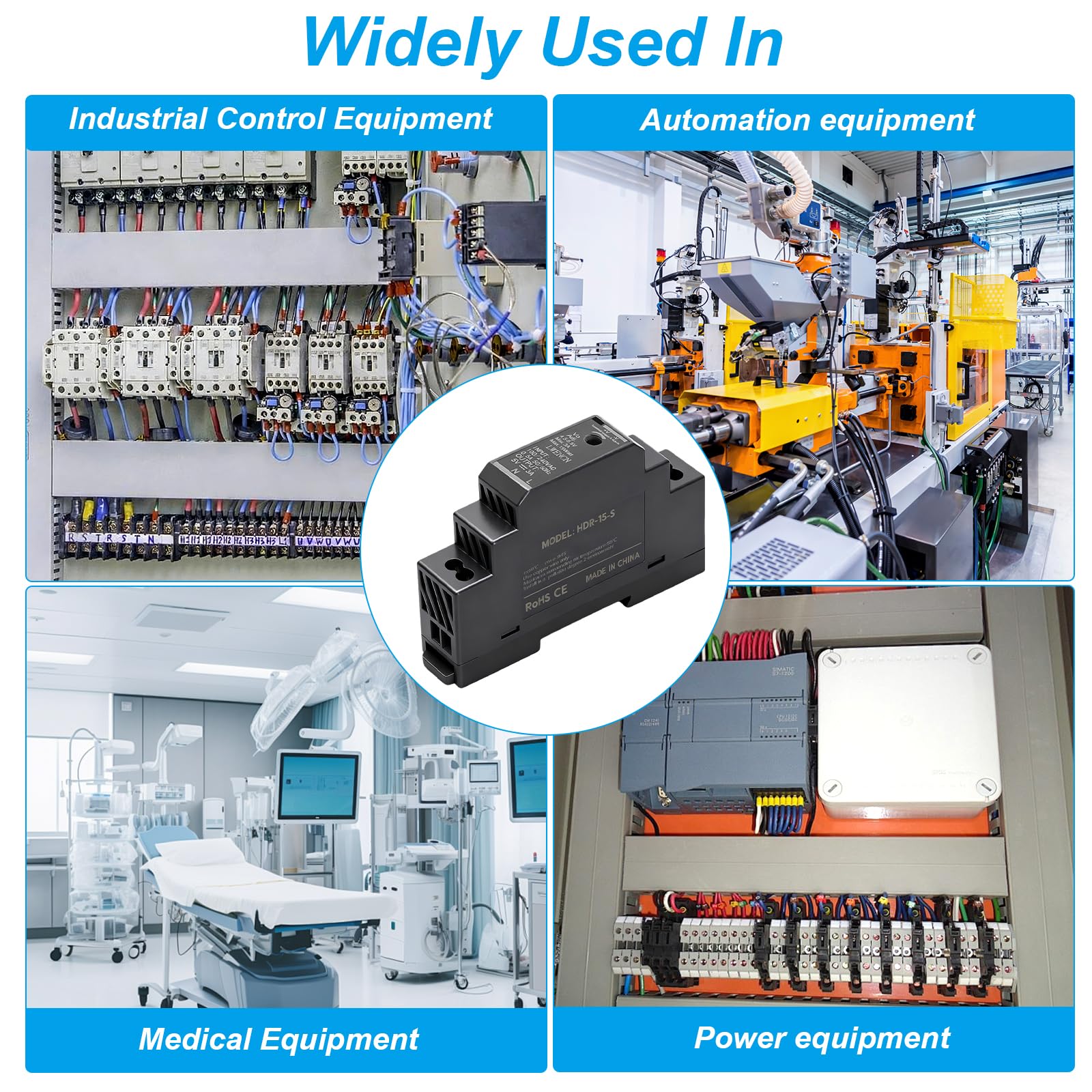 Zasilacz na szynę montażową 5 V DC 3 A 15 W – zasilanie na szynie DIN 100–240 V AC 50/60 Hz – kompaktowy transformator przemysłowy do automatyki domowej, szafy sterowniczej i oświetlenia LED