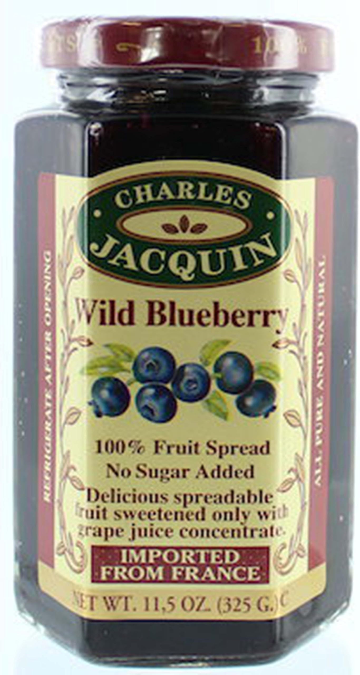 Charles Jacquin French All Natural Fruit Spread 11.5 Ounce Imported From France (Wild Blueberry)