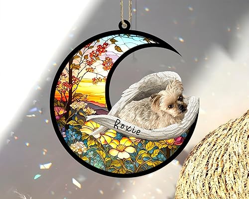 Miniatura 68 de Chow Chow Dog Memorial Suncatcher, adorno de Navidad Chow Chow con nombre, atrapador de pérdida de mascotas, regalos para los amantes de los perros