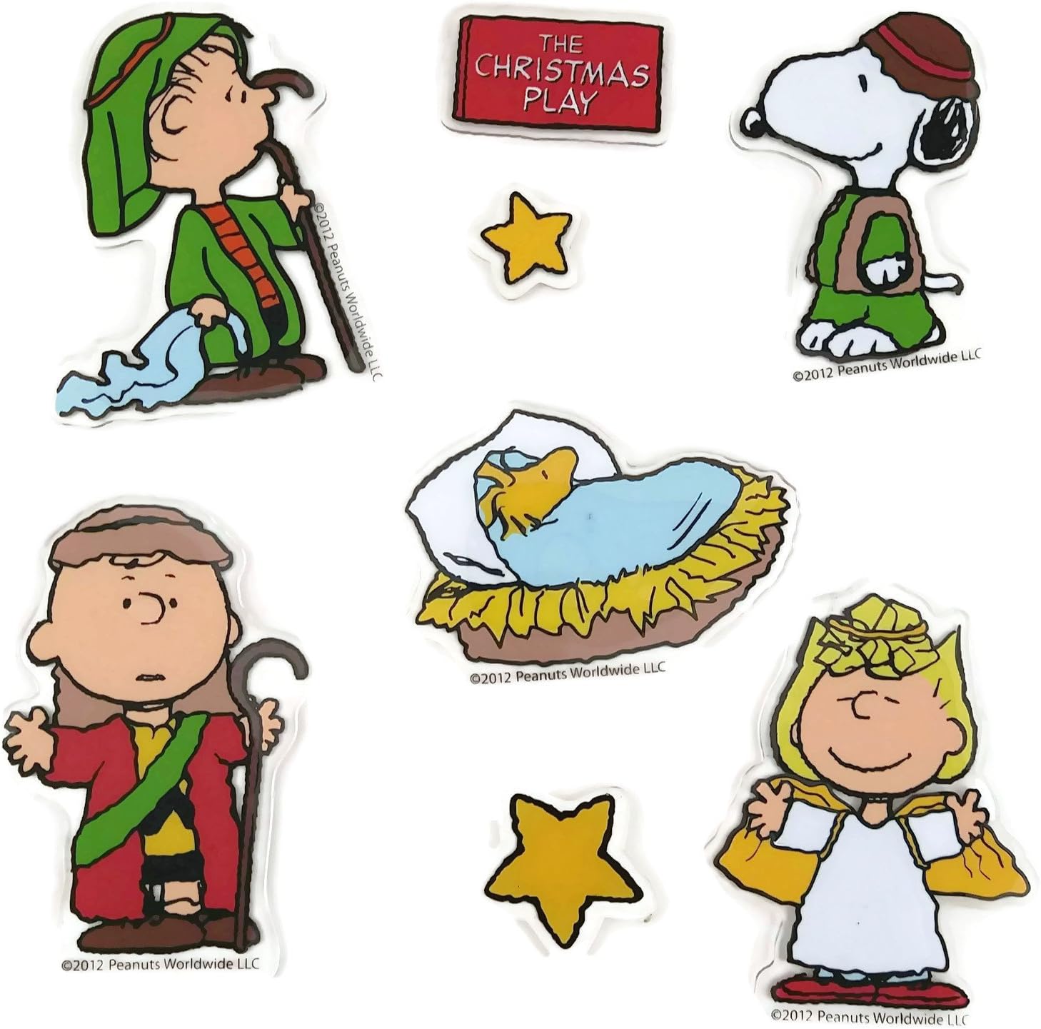 Jelz Peanuts Christmas Play Nativity Scene Window Clings (1 Sheet, 8 Clings)
