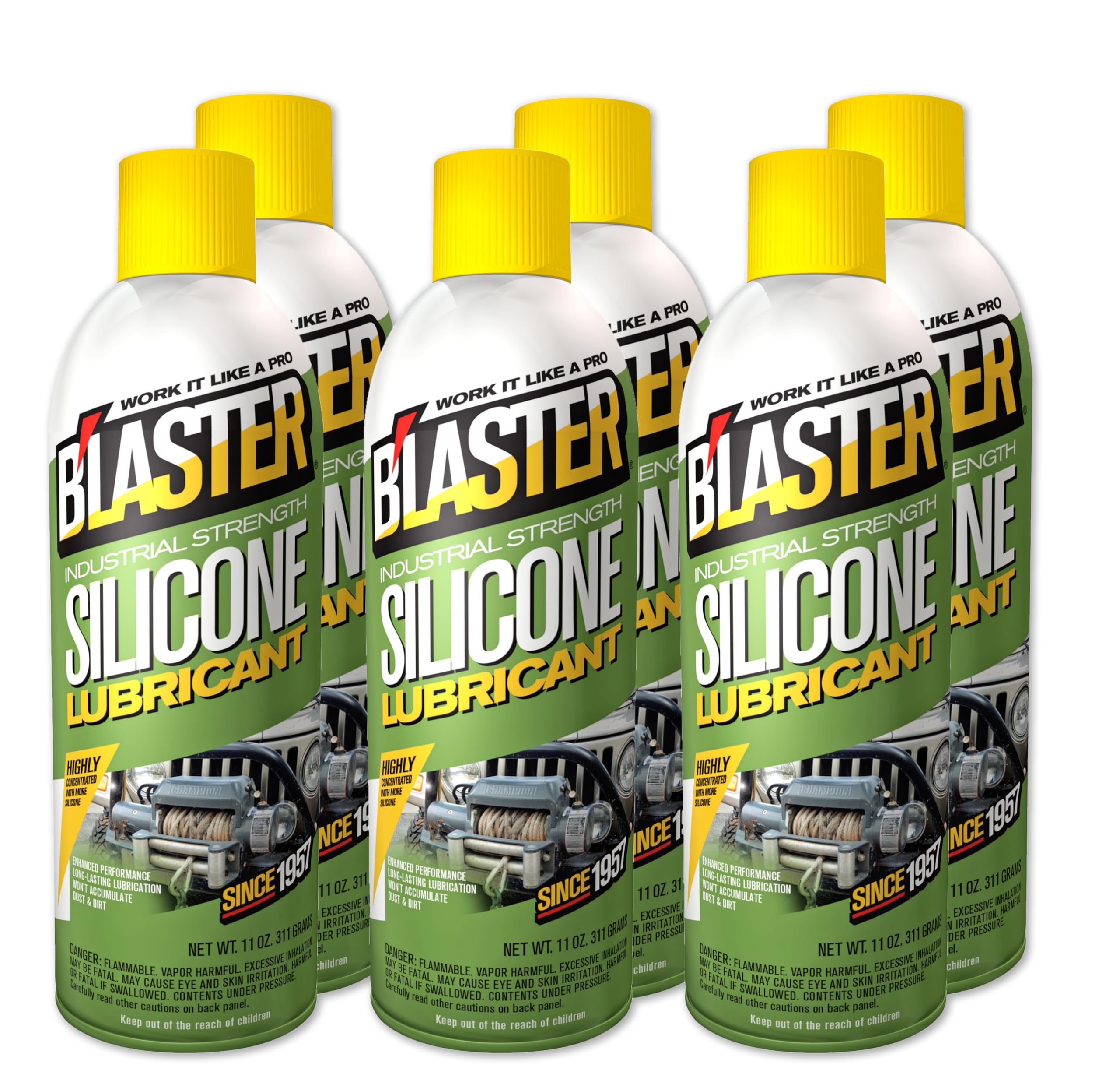 B'laster 6-16-SL Industrial Strength Silicone Lubricant with Long Lasting Non-evaporating Formula Eliminates Wear from Constant Friction, 11 Ounces, Pack of 6
