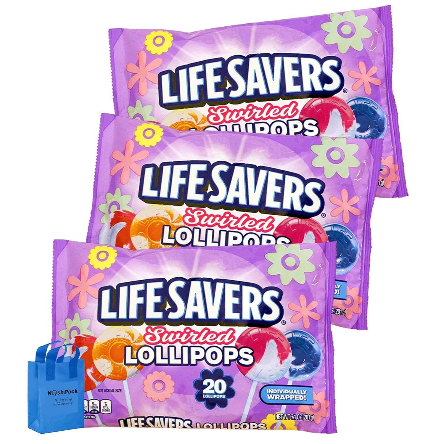 Easter Candy Swirl Lollipops Bulk, Easter Edition Suckers Life Lollipop Savers Pops, Original Gourmet Lollipop, Basket Stuffers Egg Fillers Party Favors with Nosh Pack Bag, 60 Pieces