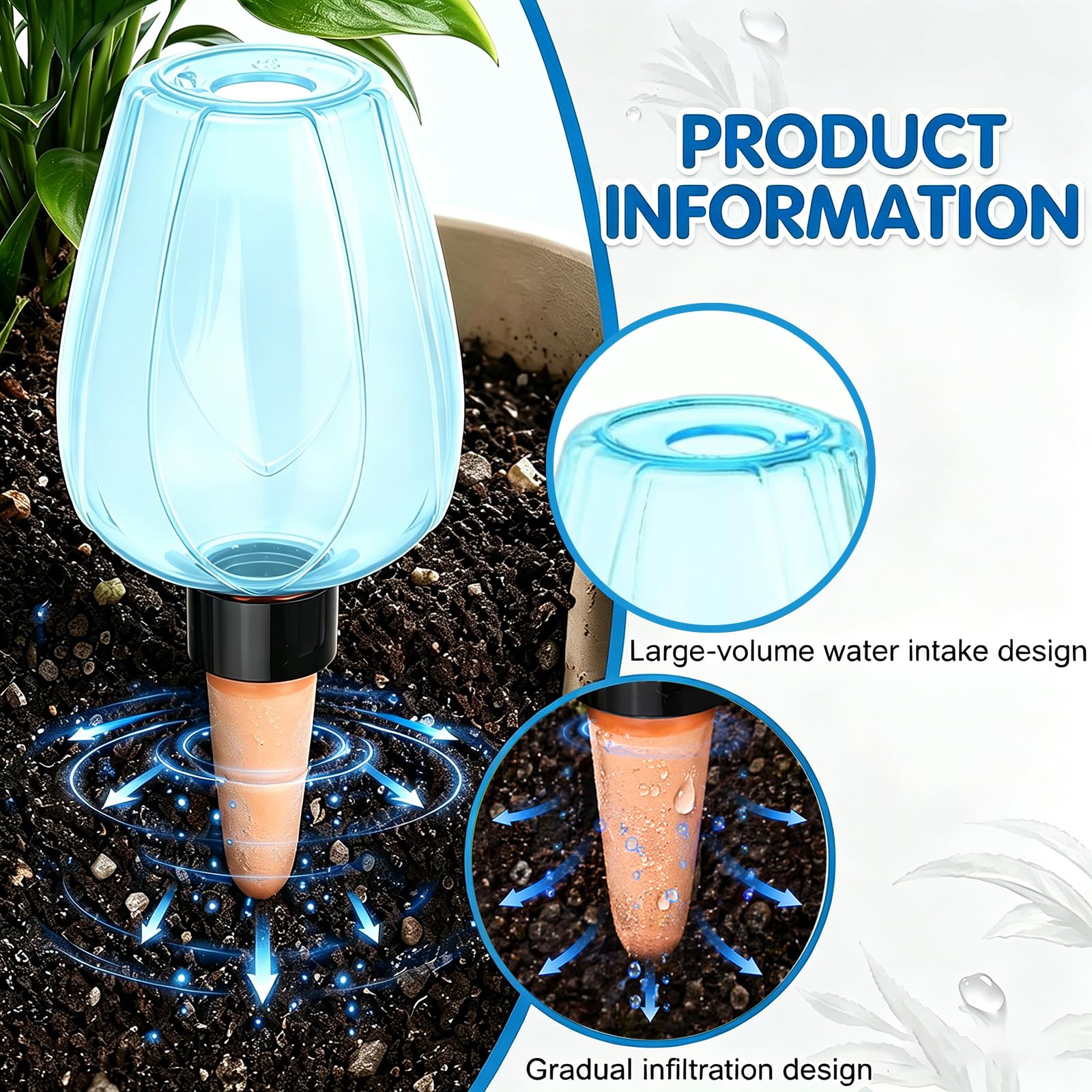 6 Stück BewäSserungskugeln, 350ml Wasserkugeln für Pflanzen Selbstbewässerung Automatische Bewässerungskugel Pflanzenbewässerung für Pflanzen Wasserspender Pflanzen Bewässerung (Blau)