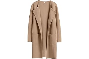 Women's Lightweight Tan Open Front Knit Cardigan