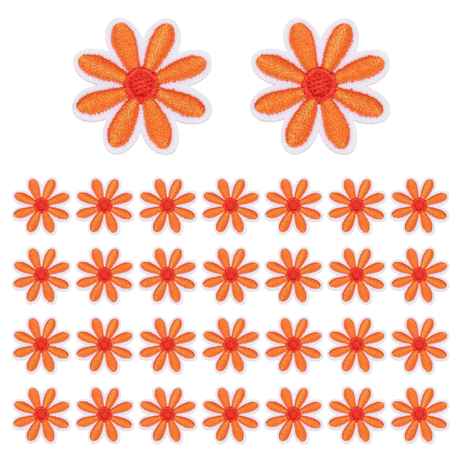 sourcing map Daisy Flower Iron-on Patch 3cm Sew Applique Orange