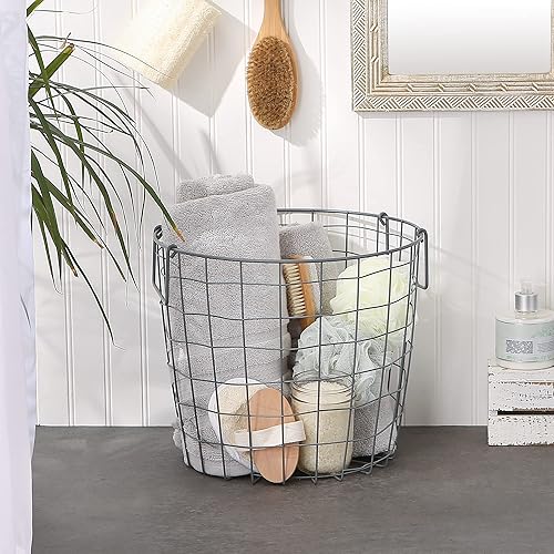 Miniatura 5 de DII - Cubo de almacenamiento apilable de malla de alambre de metal mediano 355 x 355 x 305 cm gris frío Negro, Negro/dorado, Gris frío, Blanco,