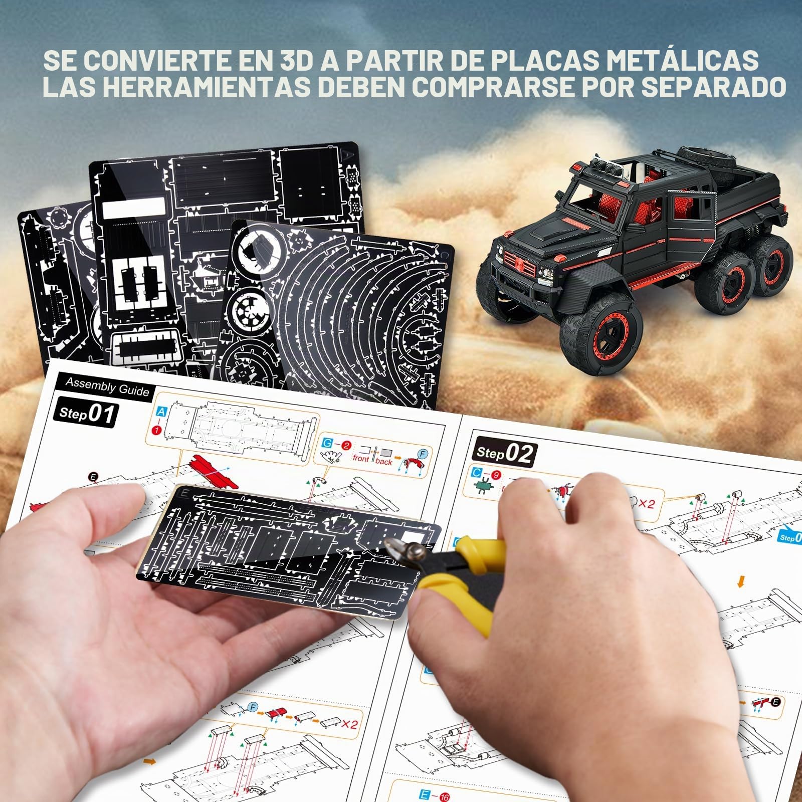 Piececool Puzzle 3D Metal G63, 3D Acero Inoxidable para 340 Piezas, Colección, Regalo de Cumpleaños, Maqueta Adultos, 1:1 Todo Metal