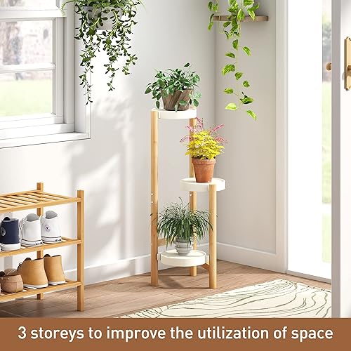 Miniatura 3 de FILWH Soporte para plantas de interior y exterior, 3 niveles, 3 macetas, soporte para flores, escalera, soporte para plantas, para balcón, ventana,