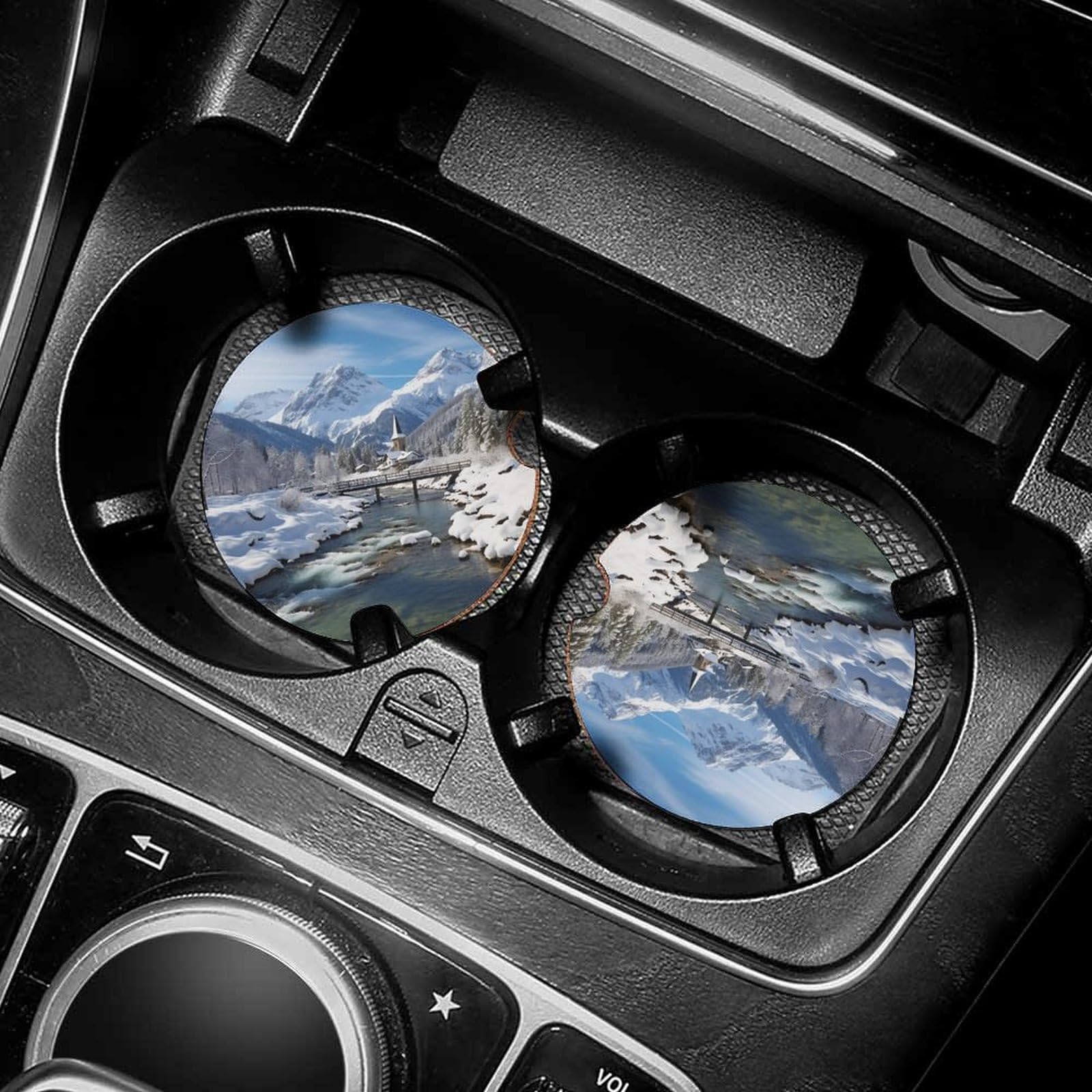 Dessous de verre voiture en liège Alpes bavaroises chic - Lot de 6