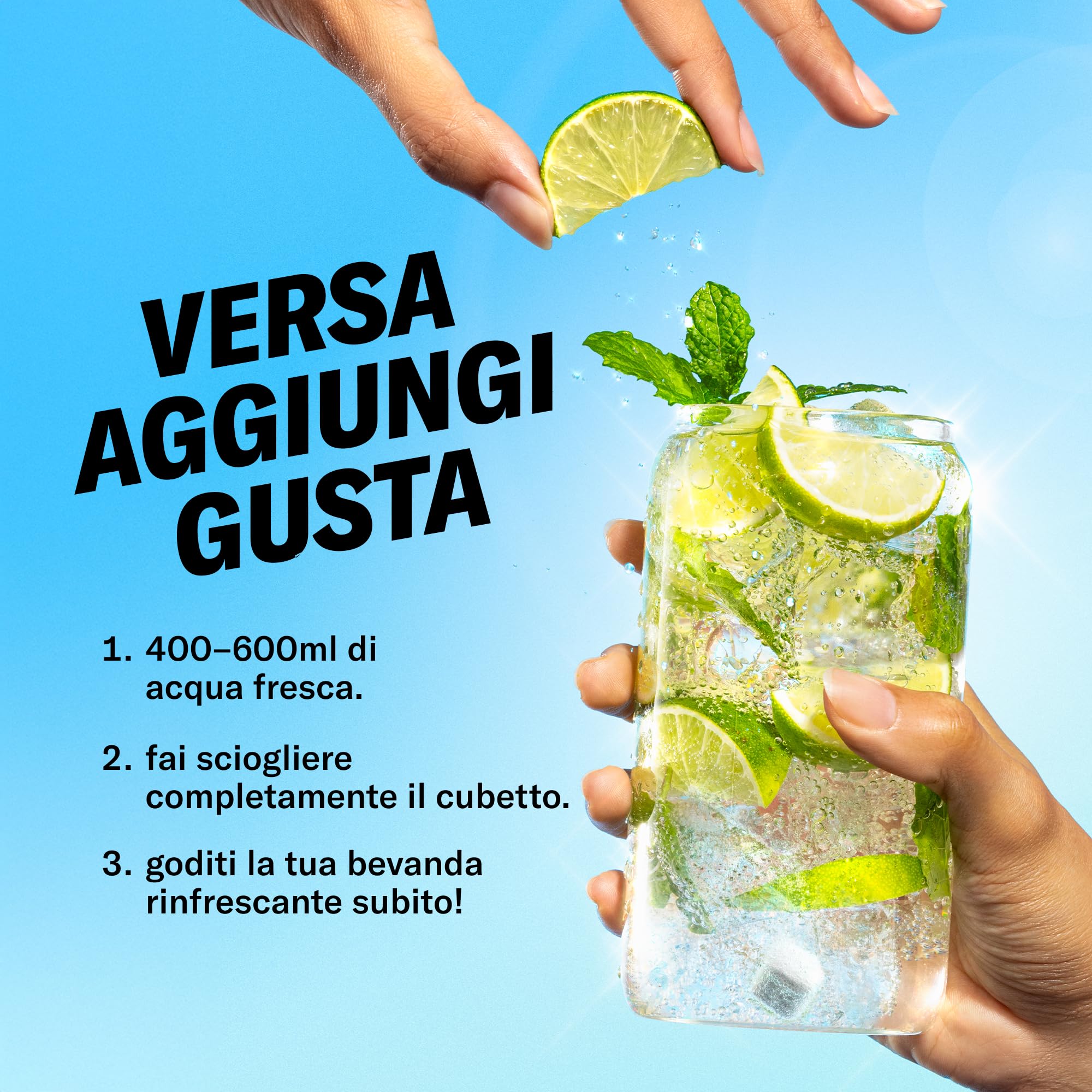 waterdrop® Mojito Set - Cubetti per Acqua - 36 Cubi Mojito, Fragola & Mora - Bevanda Analcolica Zero Alcol - Alternativa Analcolica all’Acqua Tonica - Senza Zucchero con Vitamine C & B12
