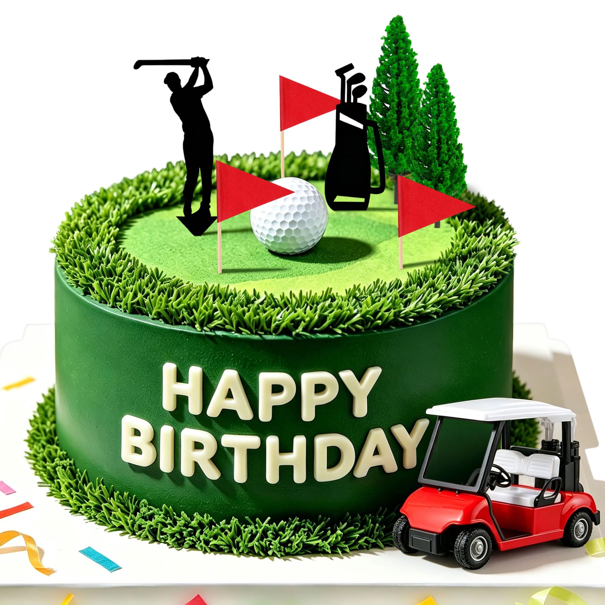 Women Golf Cake Decorations Pink Golf Cart Ball Cake Toppers