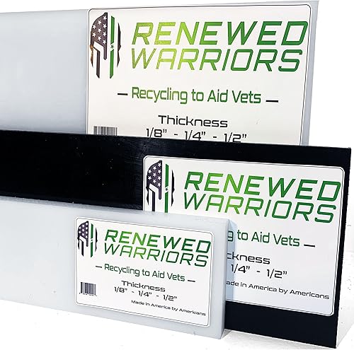 Renewed Warriors Hojas de HDPE - 6" x 12", blanco 18" de espesor de alta densidad de plástico reciclado hoja de HDPE 18 hoja de HDPE 14 hoja de HDPE