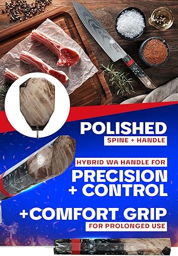 Miniatura 5 de Dalstrong Cuchillo de chef - 9.5 pulgadas - Serie Firestorm Alpha - Acero de alto carbono 10CR15MOV - Mango de madera estabilizada Wa tradicional