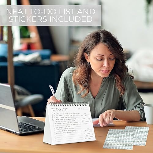 Miniatura 4 de Calendario de escritorio estético pequeño 2024-2025 con calcomanías, funciona desde octubre de 2023 hasta junio de 2025, hermoso calendario de