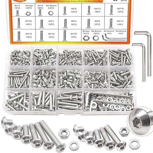 Taiss Juego de tornillos M3 M4 M3 M4 x 0.157 in0.197 in0.236 in0.315 in0.472 in0.630 in0.787 in0.984 in Tornillos métricos de acero inoxidable 304