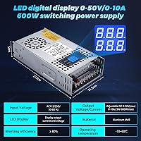 Vista 2 de Fuente de alimentación de CC ajustable de 60 V 600 W, fuente de alimentación conmutada de CA 110 V/220 V a CC 0-60 V convertidor de CC con pantalla