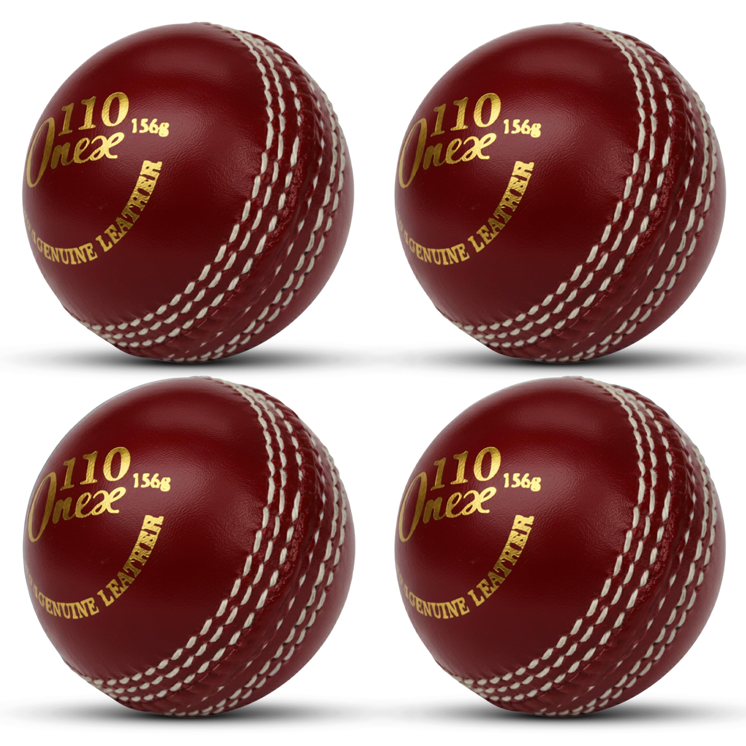 FITEX Premium Leather Cricket Ball Grade A Hand-Stitched 4-Piece Design Genuine Leather Construction Ideal for Training, Club Matches, Net Practice & Tournaments (RED, PACK OF 4)