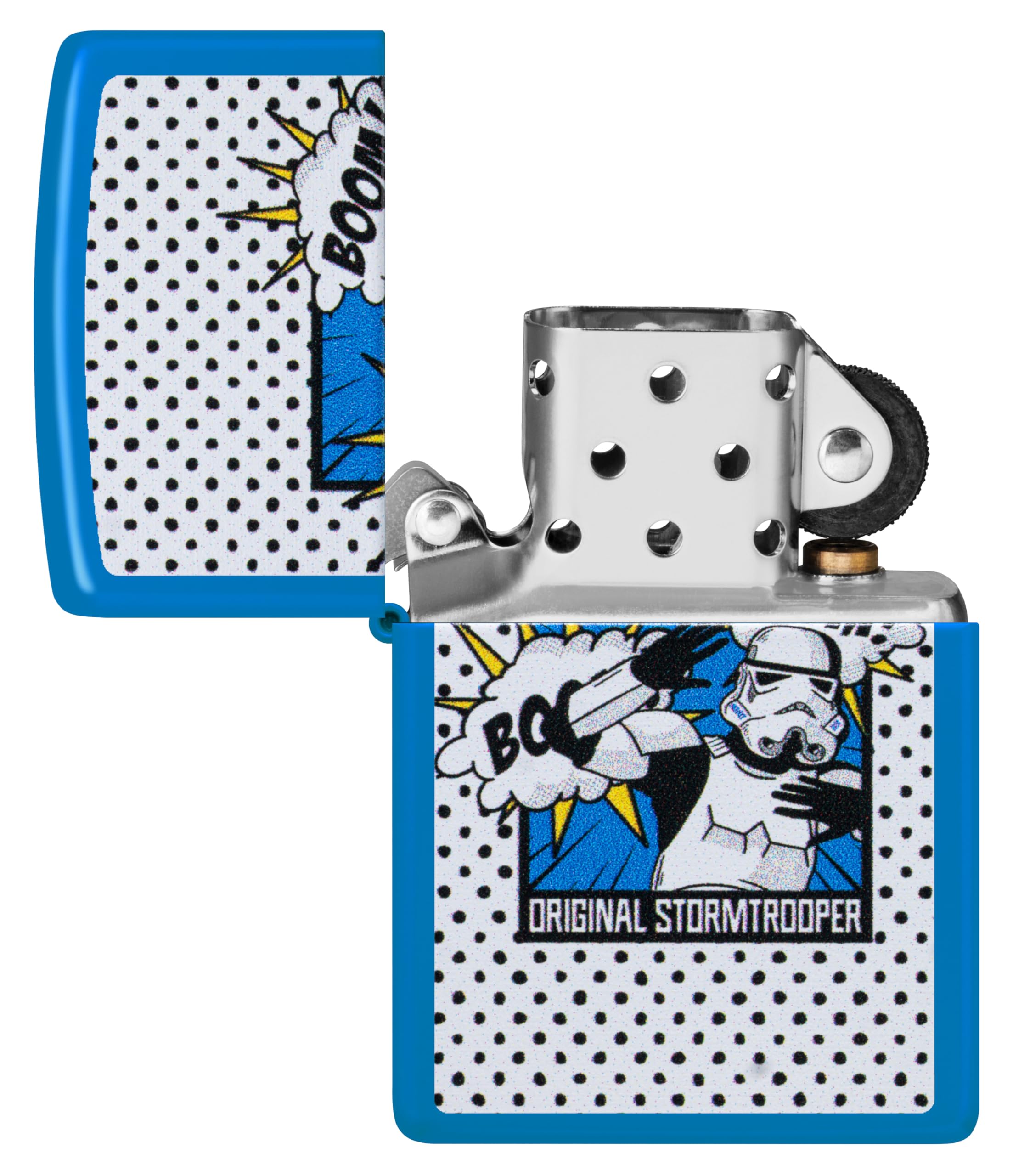 Zippo Encendedor a Prueba de Viento - Original Stormtrooper Boom Diseño - Sky Blue Matte - Recargable - Reutilizable - Caja de Regalo Incluida - Hecho en EEUU