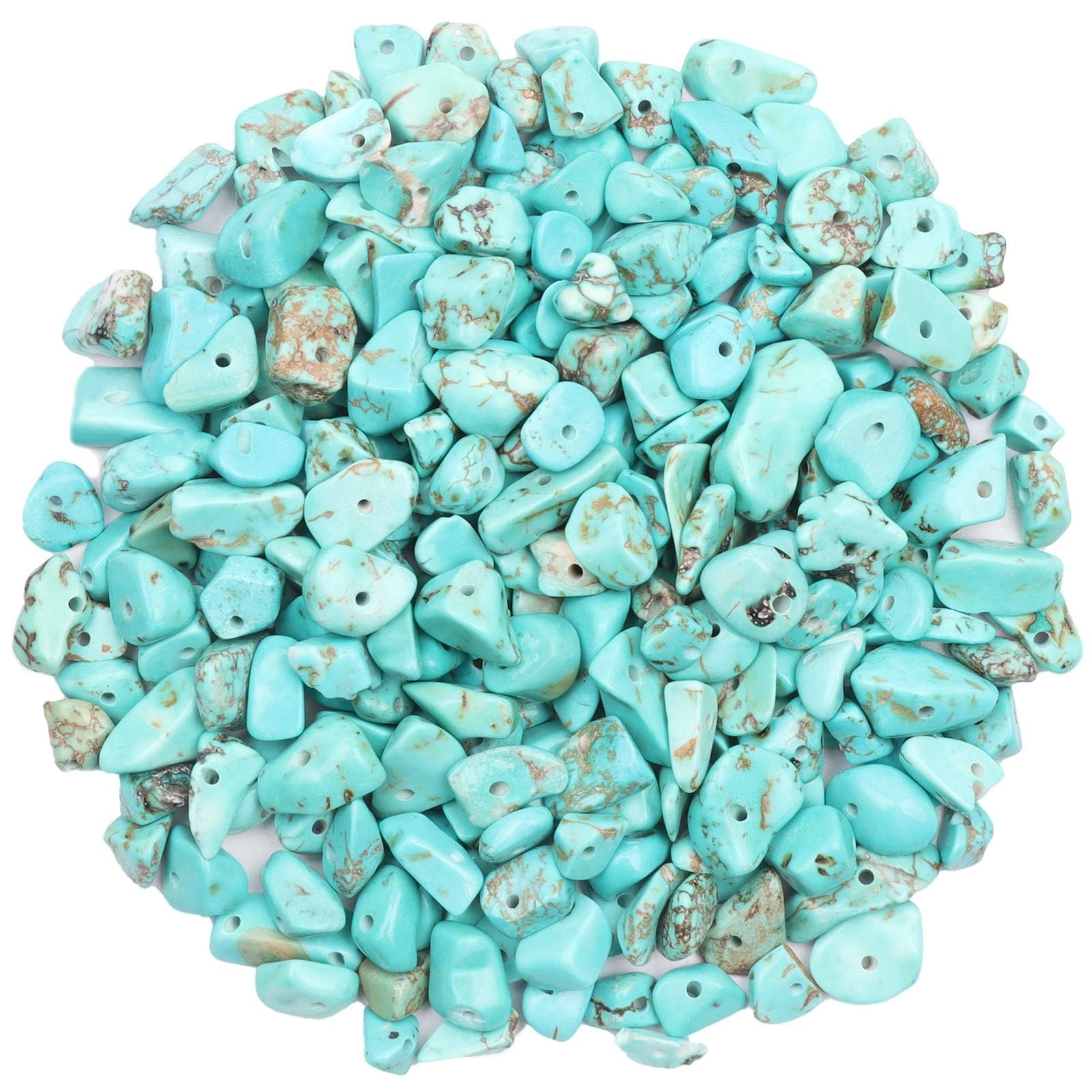 500Pcs Light Turquoise Irregular Natural Gemstone Chips Beads, 5-8mm Drilled Crystals Beads for Jewellery Making, Crystal Tumbled Chips for Bracelet Crafting — image 1