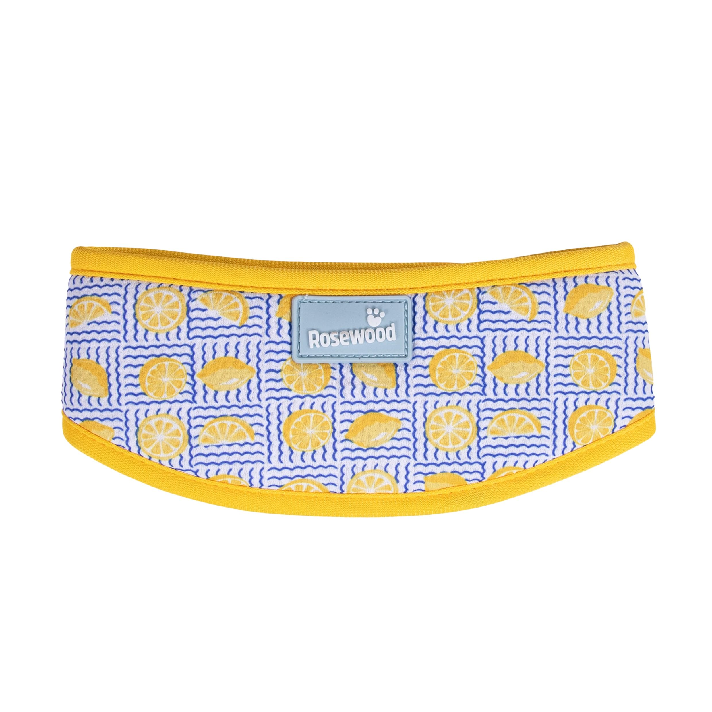 Rosewood Medium Cooling Dog Collar – Self-Activating Cooling Collar for Dogs – Adjustable Velcro Fit – Lightweight Summer Cooling Neck Wrap – No Water Needed – Lemon Print