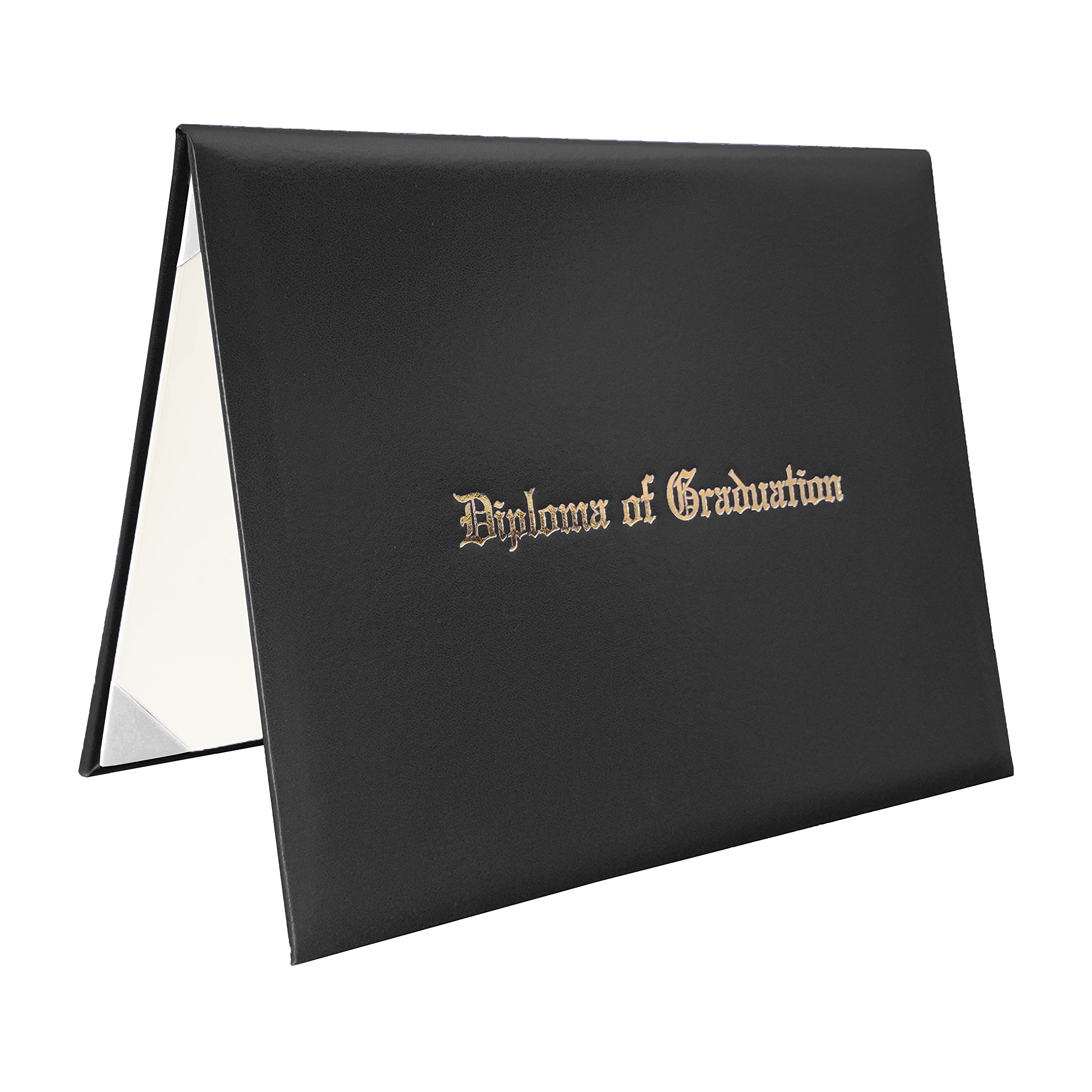 Diploma Cover 8.5”x11” Imprinted “Diploma of Graduation” Rich in Color Leatherette Padded Certificate Covers Black