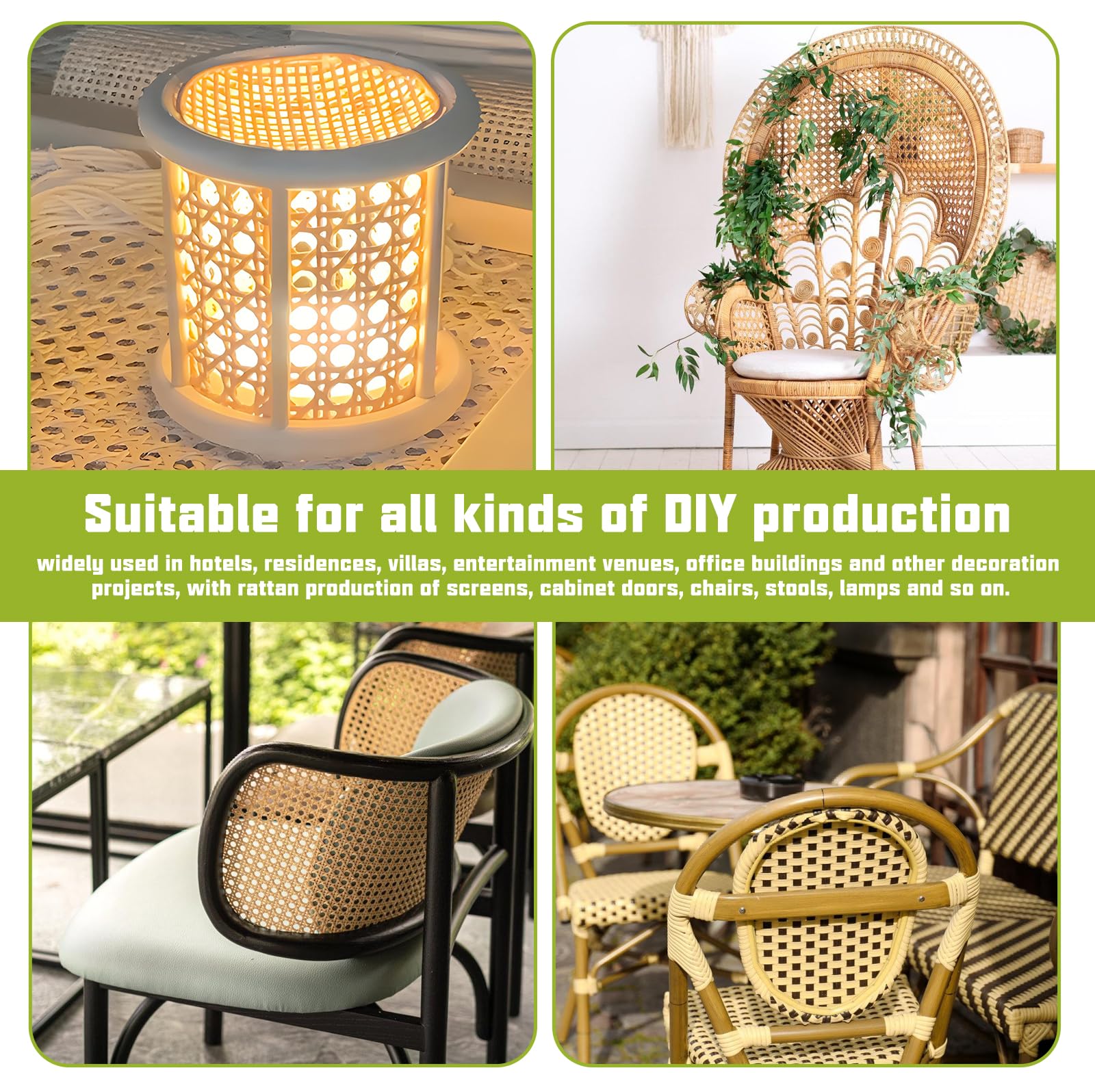 Rattan Naturale Rotolo,40cmx100cm Fatto A Mano Fettuccia Rattan,Fettuccia Rattan Intrecciato,Fettuccia in Rattan per Mobili per Mobili Decorazione Domestica