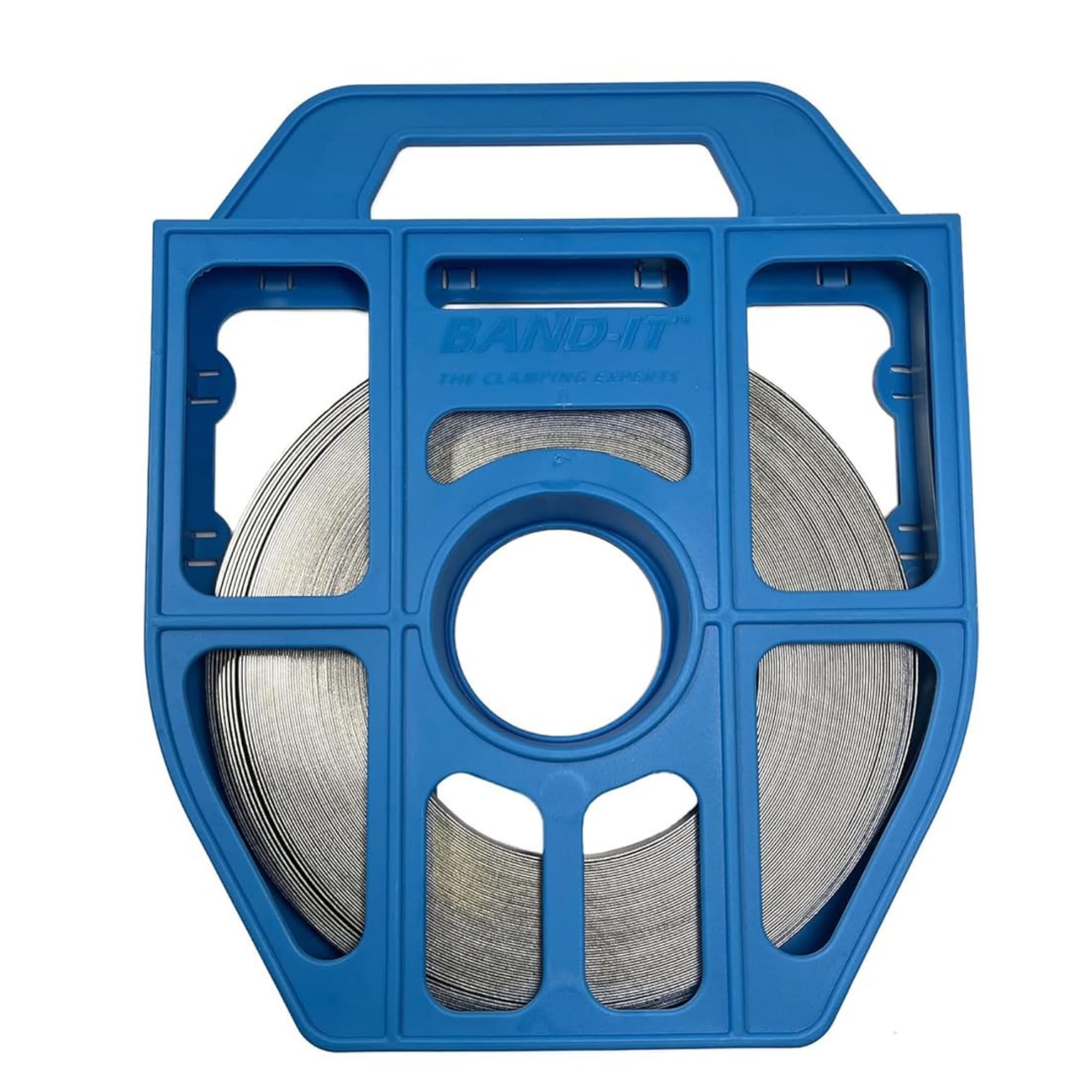 C204B9 1/2" Wide, 0.030" Thick, 201 Stainless Steel Bright Annealed Finish Band (100' Roll in A Blue Tote)