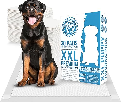 Bulldogology - Almohadillas para orina de cachorros, XXL con cinta adhesiva, almohadillas extra grandes para entrenamiento de perros (30 x 30), 6
