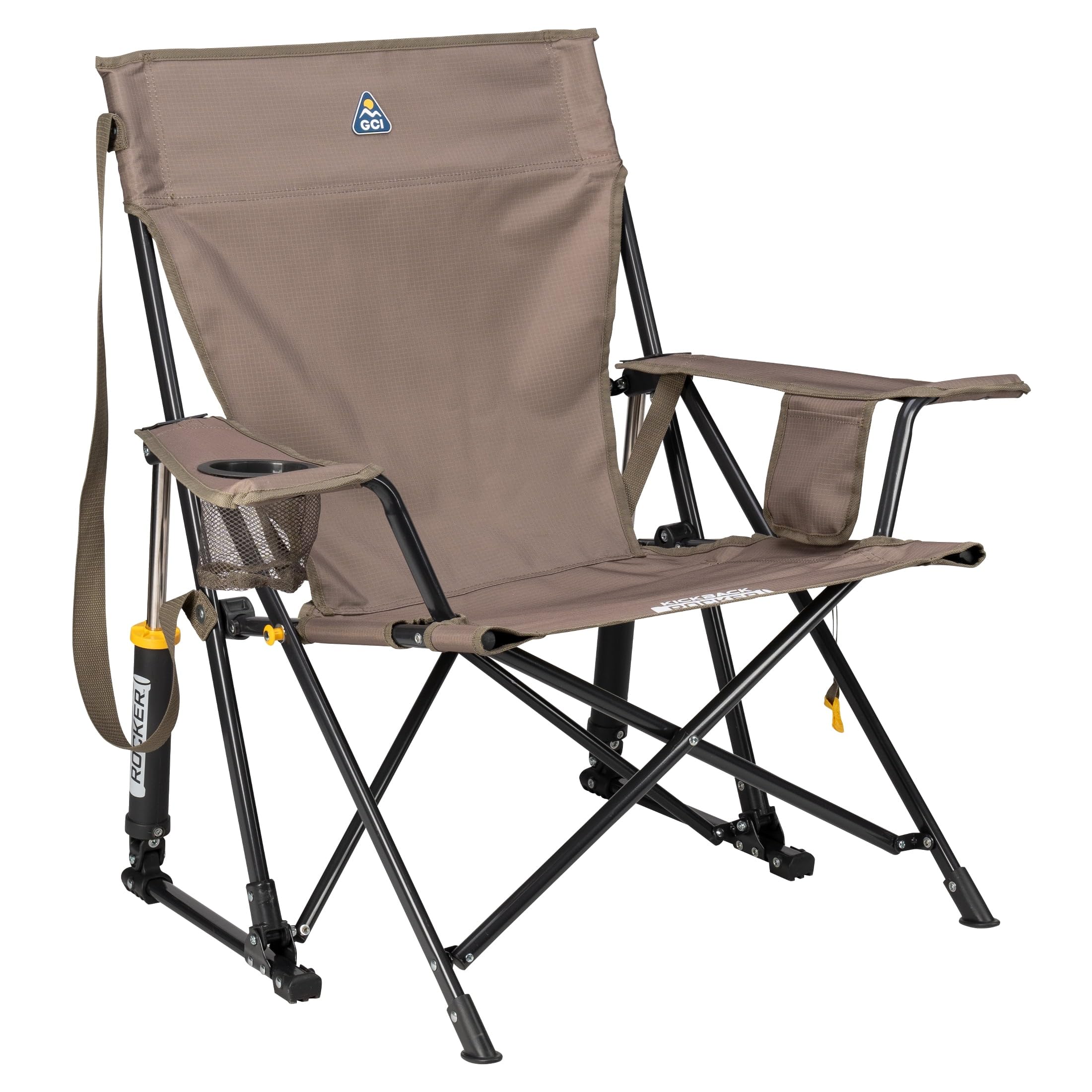 Outdoor Kickback Rocker Foldable Rocking Camp Chair (Brown)