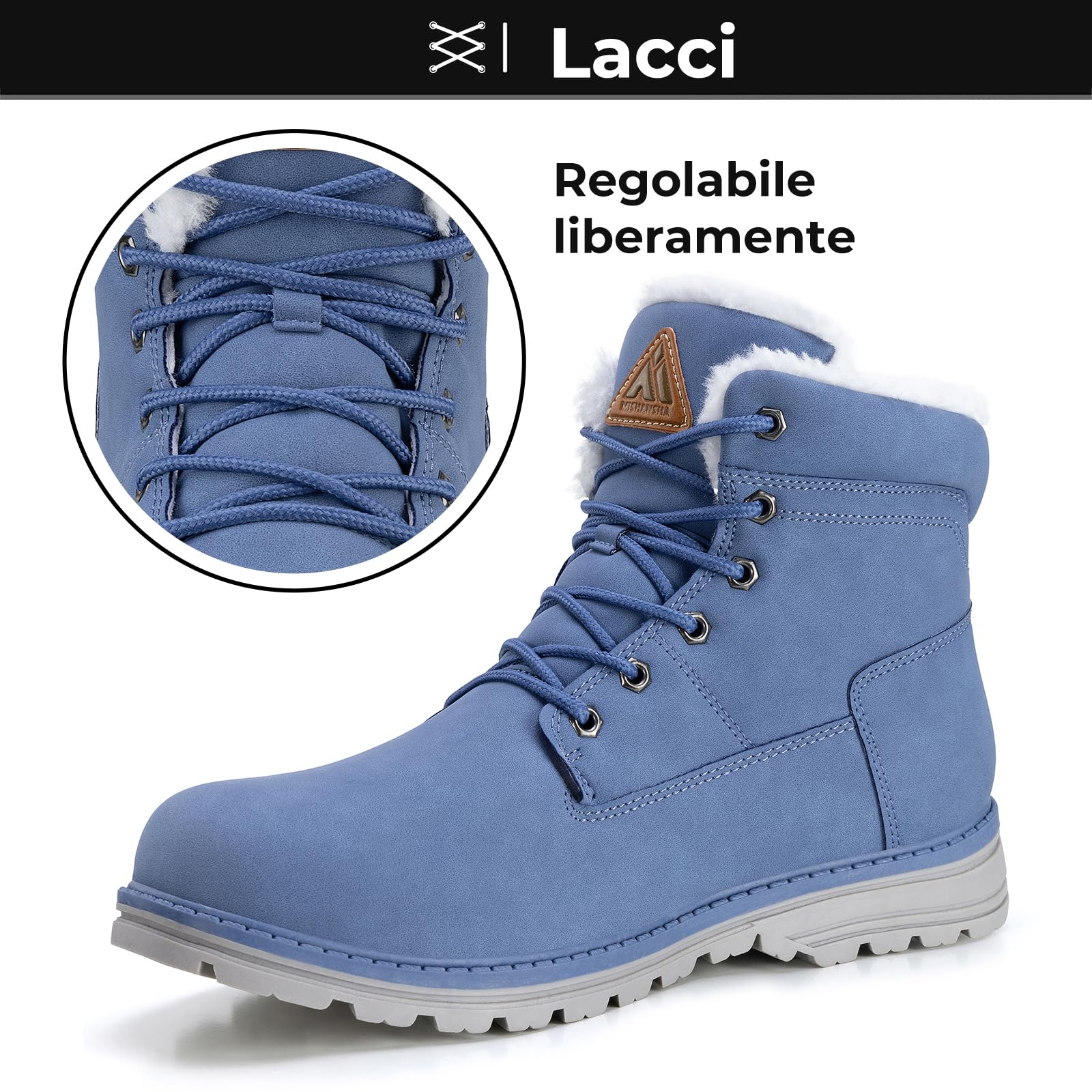 Mishansha Stivali da Neve Uomo Inverno Scarpe Pelliccia Donna Caldi Scarponcini Trekking Imbottiti 36-48