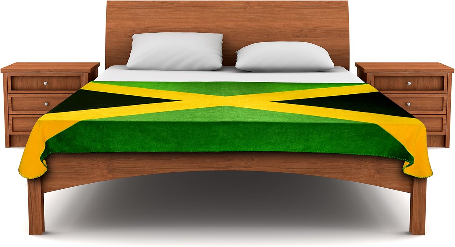 Fuzzy FlagsTM Fleece Jamaican Flag Blanket - 80-inch x 50-inch Oversized Flag of Jamaica Travel Throw Cover - Image 2